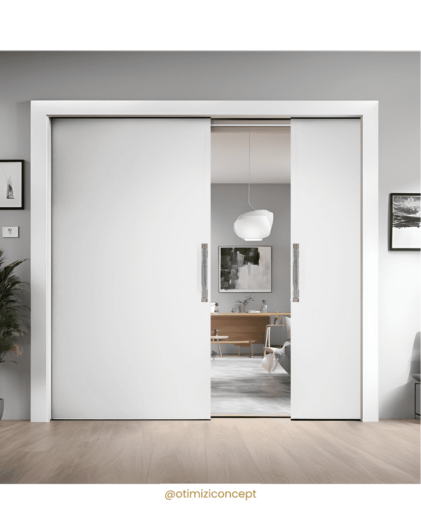 Modelo Duplo Unique - (Porta Dupla Puxador Inox 15cm - 02 Folhas Lisas)