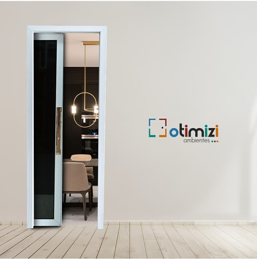 Modelo Glass Alumínio – (Folha Perfil Alumínio - Vidro) Porta Embutida