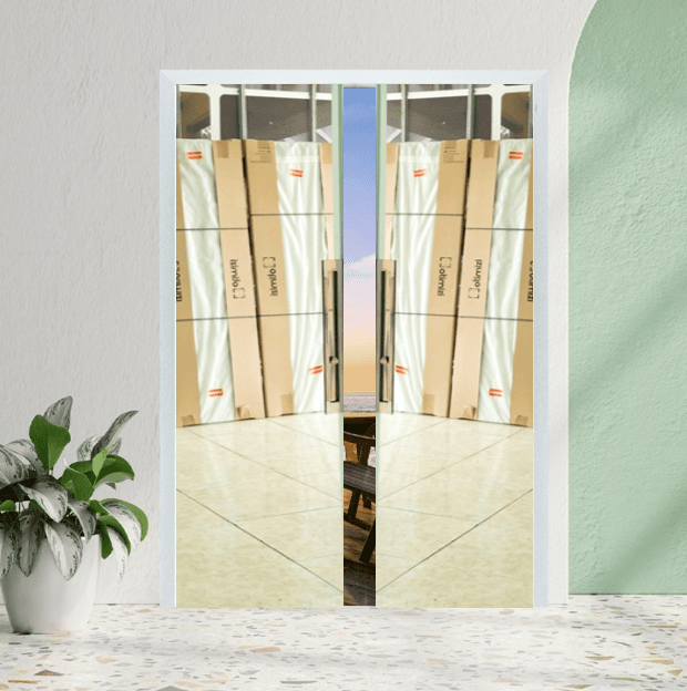 Modelo Selfie Double - (Porta Dupla 02 Folhas Espelhadas 01 Face + Puxador Inox)